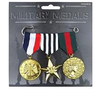Lizzy | Military Badge Medal Pin Set | 3Pcs, Gold Tone, 12x15CM | Soldier Army Design, Sturdy Metal, Secure Clasp | Dress Accessory for Adults & Kids