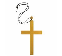 Lizzy Monks Cross Necklace | Large Gold PVC Crucifix Pendant on Cord | Men’s & Women’s Fancy Dress Jewellery | Jesus Christ Nun Priest Monk Cross Costume Accessory for Halloween & Parties