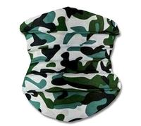 Lizzy Multi functional Head wear Bandana Face Cover | Unisex | One Size Fits Most | Face Cover Neck Tube Snood Scarf Reusable UK (White & Green Camo)