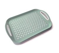 Lizzy Natural Large Serving Tray Large Rectangular Anti Slip | L29 x W41 x H5.5cm | Dinner or Drinks Serving Trays Easy Grip Handles Ideal for Food Prep, Tea, Breakfast in Bed (1, Sage)
