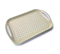 Lizzy Natural Large Serving Tray Large Rectangular Anti Slip | L29 x W41 x H5.5cm | Dinner or Drinks Serving Trays Easy Grip Handles Ideal for Food Prep, Tea, Breakfast in Bed (1, Natural)