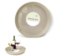 Lizzy Natural Round Serving Tray Regular 36cm | Dinner or Drinks Serving Trays Easy Grip for Food Prep, Tea, Breakfast in Bed for Kitchen Party Restaurants Waiters, Hotel Coffee (Natural)