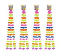 Lizzy Neon Rainbow Lei Bunting 300cm | Colourful Hawaiian Flower Garland Banner for Luau Party, Tropical Celebration, BBQ, Summer Decoration, Themed Events, Festivals (4 Pack, 300cm)