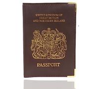 Lizzy Passport Holder, PU Leather, Brown, 13.5x10CM, Slim Travel Wallet, Lightweight Design, Secure Passport Protection, Organiser for Men and Women