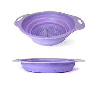 Lizzy Pastel Collapsible Colander | Drain Basket Silicone Strainer Collapsing Food Sieve Foldable Draining Bowl for Pasta Vegetable Fruit Washer Folding Kitchen (Lilac)