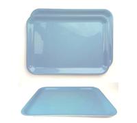 Lizzy Pastel Serving Tray Regular Rectangular (L36 x W26cm) | Dinner or Drinks Serving Trays Easy Grip Handles Ideal for Food Prep, Tea, Breakfast in Bed (2, Light Blue)