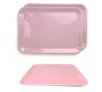Lizzy Pastel Serving Tray Regular Rectangular (L36 x W26cm) | Dinner or Drinks Serving Trays Easy Grip Handles Ideal for Food Prep, Tea, Breakfast in Bed (2, Blush Pink)