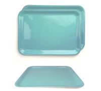 Lizzy Pastel Serving Tray Regular Rectangular (L36 x W26cm) | Dinner or Drinks Serving Trays Easy Grip Handles Ideal for Food Prep, Tea, Breakfast in Bed (2, Mint)