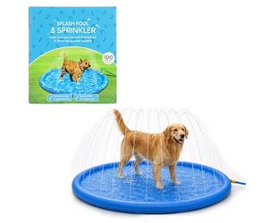 Lizzy Pet Splash Pool Sprinkler 100cm Splash Pad for Dogs & Pet Foldable Water Play Mat with Hose Connection Outdoor Cooling Pool for Pets Puppies Summer Garden Water Toy