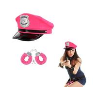 Lizzy Pink Special Police Hat with Pink Furry Handcuffs | Fantastic Fancy Dress Accessory and Perfect for Nights on The Town, Stag Dos, Masquerade and Hen Parties Halloween