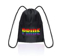 Lizzy Pride Rainbow Drawstring Gym Bag | Rainbow Design Bag Pride Rainbow Flag Backpack Includes 6 Tattoos String Swim Drawstring PE Bags for Women Men, Travel Beach School Bag