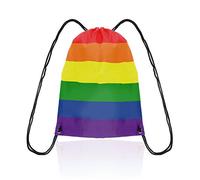 Lizzy Pride Rainbow Drawstring Gym Bag | Rainbow Design Bag Pride Rainbow Flag Backpack | Includies 6 Tattoos (Rainbow)