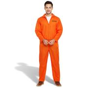 Lizzy Prisoner Overalls (One Size) Adult Fancy Dress Costume | Convict Boiler Suit Jail Jumpsuit for Men | Prisoner Outfit Orange Overalls | Halloween, Stag Night, Cosplay & Party Dress Up
