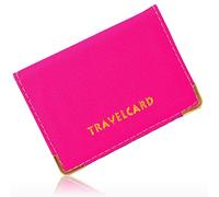 Lizzy PU Leather Travel Card | Plain & Polka Dot Unisex Credit Card ID Card Bus & Rail Pass Bank Oyster Pocket Wallet Case Holders (Hot Pink)