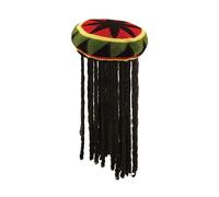 Lizzy Rasta Style Hat with Dreadlocks Adult | Knitted Reggae Beanie Cap with Attached Hair Novelty Fancy Dress Hat Party Festival Headwear Unisex