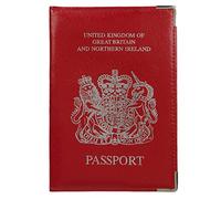 Lizzy Real Leather Hot Pink UK Passport Holder with Free Name Tag for Luggage Bags