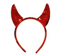 Lizzy Red Sequin Devil Horn Headband Halloween Fancy Dress Costume Accessory Sparkly Horn Hair Band for Parties Cosplay Events Festival Celebrations Themed Dress Up and Photo Shoots