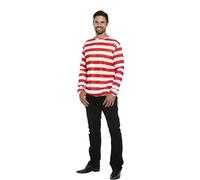 Lizzy Red & White Striped Top (One Size) Adult Wally Costume school Pretend Theme Party Fancy dress outfit Accessory Cosplay, World Book Day Halloween, Christmas