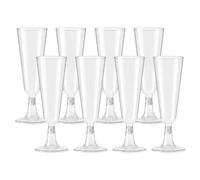 Lizzy Reusable Champagne Flutes 100ml Clear Plastic Stemmed Glasses Pack of 8 Prosecco Cups for Weddings Parties Events Celebrations Lightweight Elegant Design Easy Assembly Drinkware Set