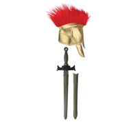 Lizzy | Roman Centurion Helmet & Sword Costume Set, Kids Medium, Red, Polyester | Realistic Design, Durable Materials, Comfortable Fit | Fancy Dress Accessory for World Book Day