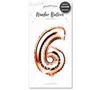 Lizzy Rose Gold Foil Number Balloon | 32cm Height | 0-9 Balloons Number for Birthday Anniversaries Party | Complete with a Plastic Blow Tube (Character: 6)