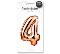 Lizzy Rose Gold Foil Number Balloon | 32cm Height | 0-9 Balloons Number for Birthday Anniversaries Party | Complete with a Plastic Blow Tube (Character: 4)