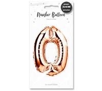 Lizzy Rose Gold Foil Number Balloon | 32cm Height | 0-9 Balloons Number for Birthday Anniversaries Party | Complete with a Plastic Blow Tube (Character: 0)