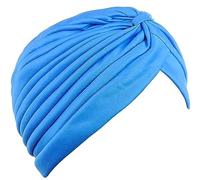Lizzy Satin Turban Head Wrap for Women | Turquoise, One Size, Soft Satin | Pre-Tied Knot, Pleated Design, Comfortable Fit | Elegant Indian Style Hat, Fashion Accessory