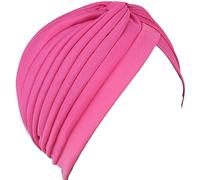 Lizzy | Satin Turban Head Wrap | Hot Pink, One Size, Soft Satin | Pre-Tied Knot, Fashionable Pleated Design, Comfortable Fit | Pleated Style for Versatile Wear
