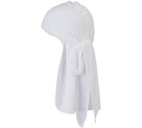Lizzy Silky Durag Breathable Shiny Du Rags for Men & Women | Wide & Long Tail | Ultra-Soft & Wrinkle Free Satin Headwrap Turban Beanies (White)