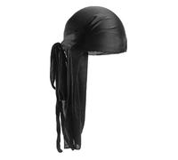 Lizzy Silky Durag Breathable Shiny Du Rags for Men & Women | Wide & Long Tail | Ultra-Soft & Wrinkle Free Satin Headwrap Turban Beanies (Black)