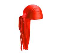Lizzy Silky Durag Breathable Shiny Du Rags for Men & Women | Wide & Long Tail | Ultra-Soft & Wrinkle Free Satin Headwrap Turban Beanies (Red)