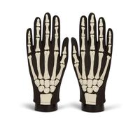Lizzy Skeleton Gloves - One Size Fits Most | Black Halloween Costume Gloves with Bone Print | Scary Fancy Dress Accessory for Kids & Adults | Party, Cosplay & Theatre Props (1, Black, Adult)