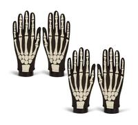 Lizzy Skeleton Gloves - One Size Fits Most | Black Halloween Costume Gloves with Bone Print | Scary Fancy Dress Accessory for Kids & Adults | Party, Cosplay & Theatre Props (2, Black, Adult)