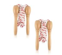 Lizzy Skipping Rope 200cm Jump Rope with Wooden Handles Fitness Skipping Rope for Exercise Training Cardio Outdoor Games Durable Rope Adjustable Length UK