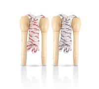 Lizzy Skipping Rope 200cm with Wooden Handles | Classic Kids Jump Rope for Fitness, Outdoor Games & PE | Durable Exercise Toy for Boys and Girls - Assorted Rope Colours (MultiColor, Pack of 01)