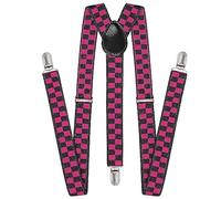 Lizzy Slim Adjustable Braces (Pink & Black Checkered)