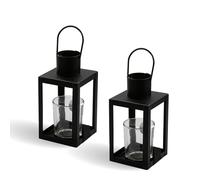 Lizzy Small Square Black Lantern | Lantern Portable Candle Holder Square Home Hanging Decor Indoor Tabletop Outdoor Events Parities and Halloween Decoration (2)