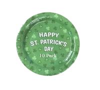 Lizzy St. Patrick's Day Irish Paper Plates 22.5cm | Irish Party Tableware Decor Green Disposable Tableware for st Patrick's Day Theme Supplies Parties (Pack of 1, 10, Count)