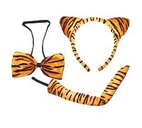 Lizzy | Tiger Ears Headband & Tail Set | Soft Plush Polyester, Fits Kids & Adults | Flexible Headband, Adjustable Tail, Lightweight & Reusable | Animal Costume for World Book Day, Fancy Dress