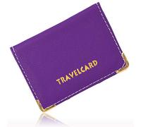 Lizzy | Travel Card Holder | Purple, PU Leather, Metal Corners | Bi-fold Design, Clear ID Window, Slim Pocket | Card Storage for Bus Pass, Oyster, Rail, Credit Cards