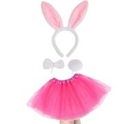 Lizzy Tutu Costume | Easter Bunny Costume Set Rabbit Ears Tail and Bow Tie | Animal Fancy Costume Bunny for Easter Book Week Christmas (Girls)