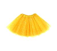 Lizzy | Tutu Skirt | 3 Layered, Yellow, Glitter Star, Tulle | Sequins, Elastic Waistband, Voluminous Layers | Fancy Dress, Party, Costume Accessory for Women and Girls