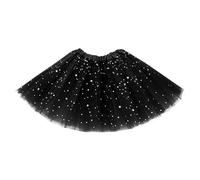 Lizzy | Tutu Skirt | Black, 3 Layered Tulle, Glitter Stars, Elastic Waist | Sequins, Voluminous Design, Comfortable Fit | Fancy Dress, Halloween, Hen Party Accessory for Women
