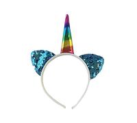 Lizzy Unicorn Headband | Headband Ears Photo Props | Headwear Accessory For Party Decoration Cosplay Costume Birthday Party & Fancy Dress Costume (Blue Sequins Headband)