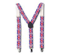 Lizzy Union Jack Suspenders | King Charles III Coronation 2023 | Fancy dress Costume Unisex Adjustable Braces Clip On Indoor Outdoor Party
