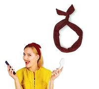 Lizzy Wired Hair Headband | Retro Rockabilly Adjustable Plain & Printed Wire Headbands Hair Accessory Head Wrap Vintage Various Colour & Designs (Glitter Red, One Size)