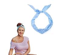 Lizzy Wired Hair Headband | Retro Rockabilly Adjustable Plain & Printed Wire Headbands Hair Accessory Head Wrap Vintage Various Colour & Designs (Polka Dot Light Blue, One Size)