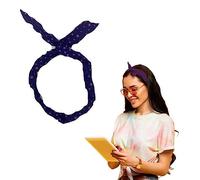 Lizzy Wired Hair Headband | Retro Rockabilly Adjustable Plain & Printed Wire Headbands Hair Accessory Head Wrap Vintage Various Colour & Designs (Star Navy, One Size)