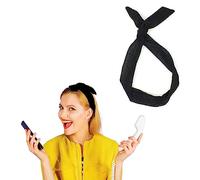 Lizzy Wired Hair Headband | Retro Rockabilly Adjustable Plain & Printed Wire Headbands Hair Accessory Head Wrap Vintage Various Colour & Designs (Plain Black, One Size)